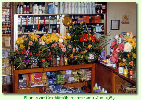 Blumen zur Geschäftsübernahme am 1. Juni 1989